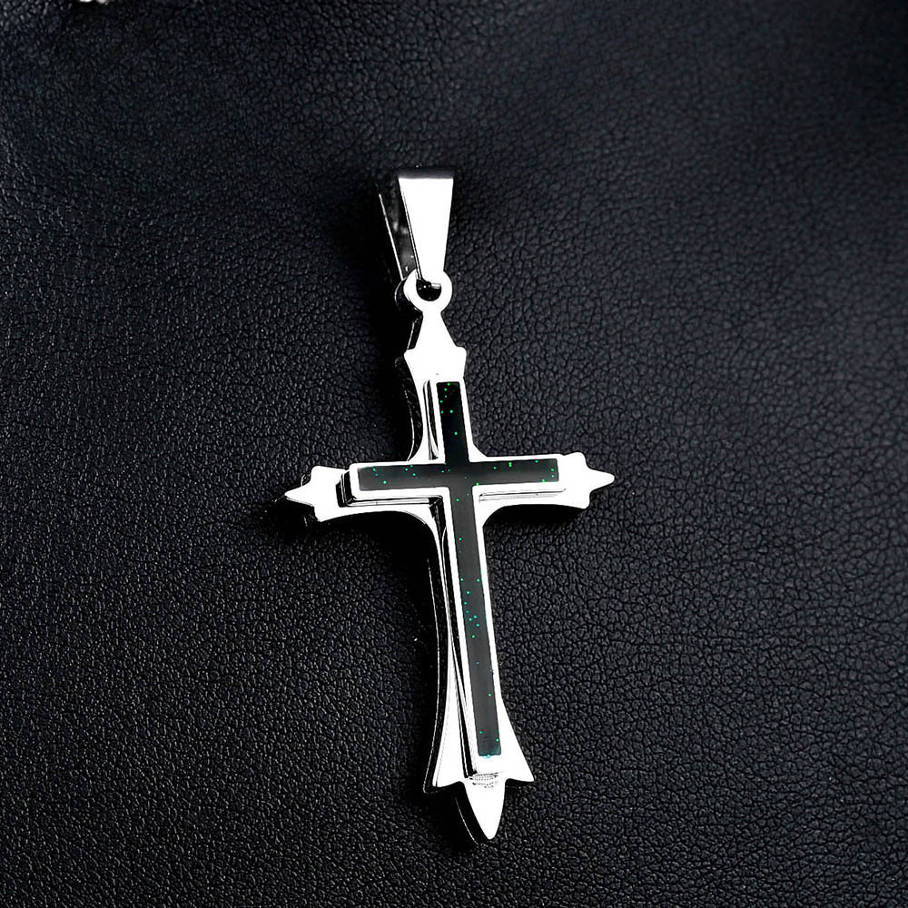Trendy Titanium Steel Epoxy Cross Pendant for Men and Women - Wholesale Fashion Jewelry