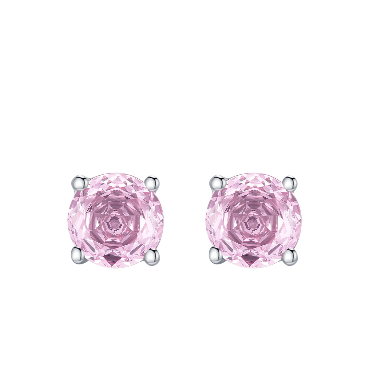 925 Sterling Silver Blush Pink Rose-Cut Zircon Stud Earrings