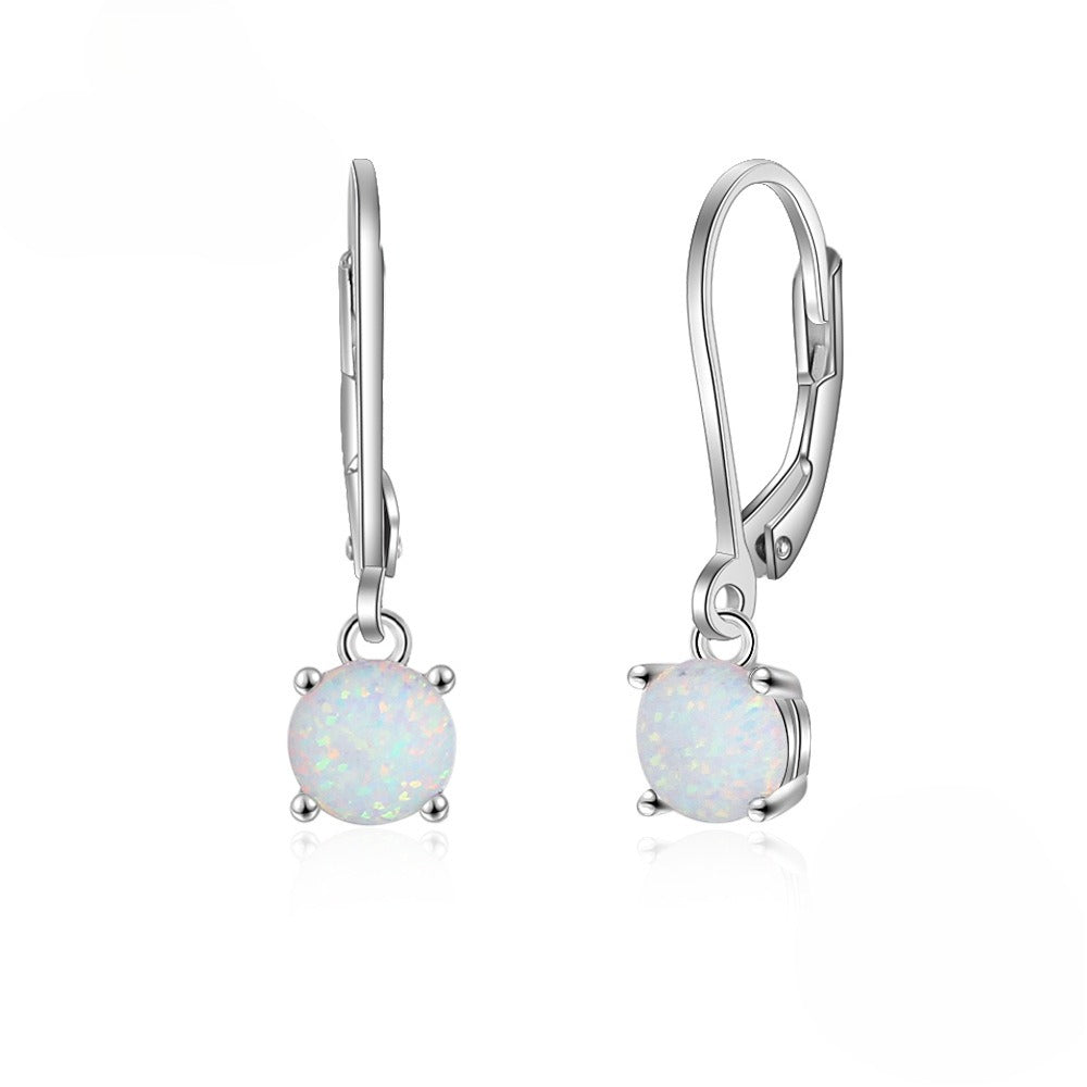 Planderful Jewelry Sterling Silver Opal Drop Earrings S925 Elegant Everyday Jewelry Gift