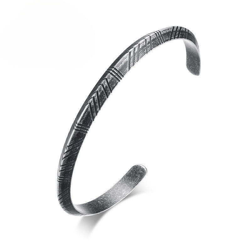 6MM Retro Gray Tide Brand Trendy Jewelry Stainless Steel Bracelet