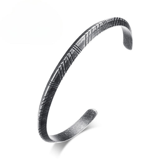 6MM Retro Gray Tide Brand Trendy Jewelry Stainless Steel Bracelet