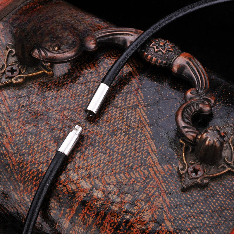 Version Of – Stainless Steel Buckle Leather Necklace – Unisex Leather Rope