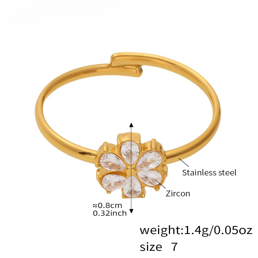 Planderful Zircon Water Drop Open Ring For Women Exquisite