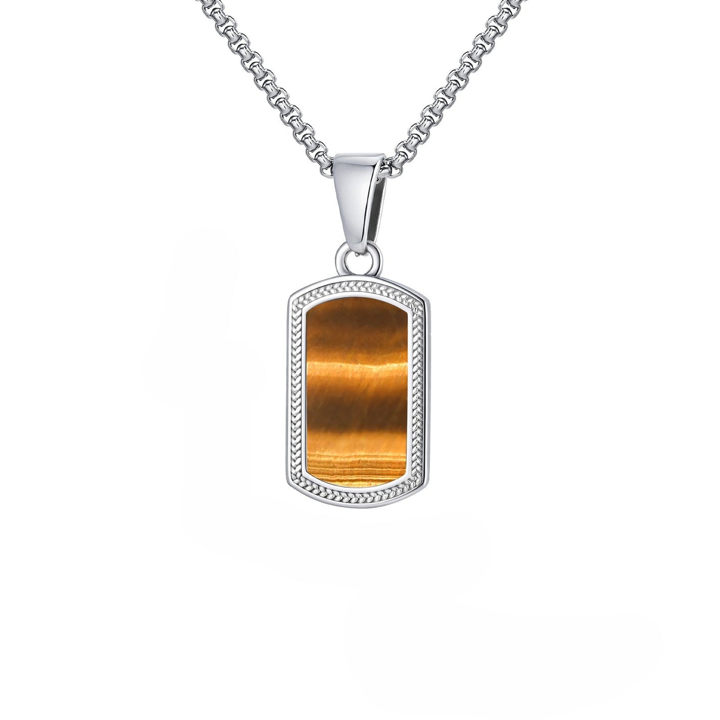 Planderful Stainless Steel Hip Hop Tiger Eye Pendant Men