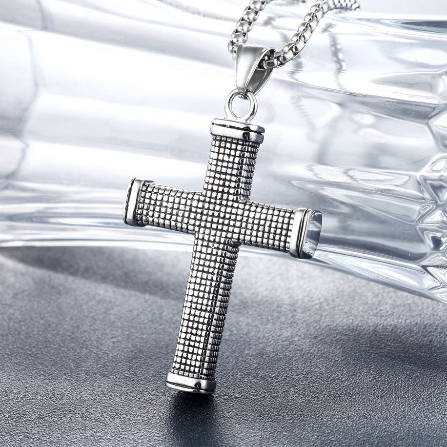 Mosaic Latin Cross Titanium Steel Necklace for Men
