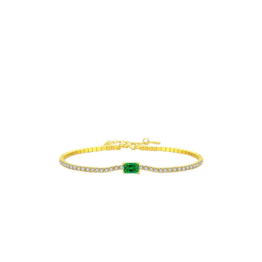 Best-selling Sterling Silver Radiant Green Zirconia Bracelet - Female Handcrafted Jewelry