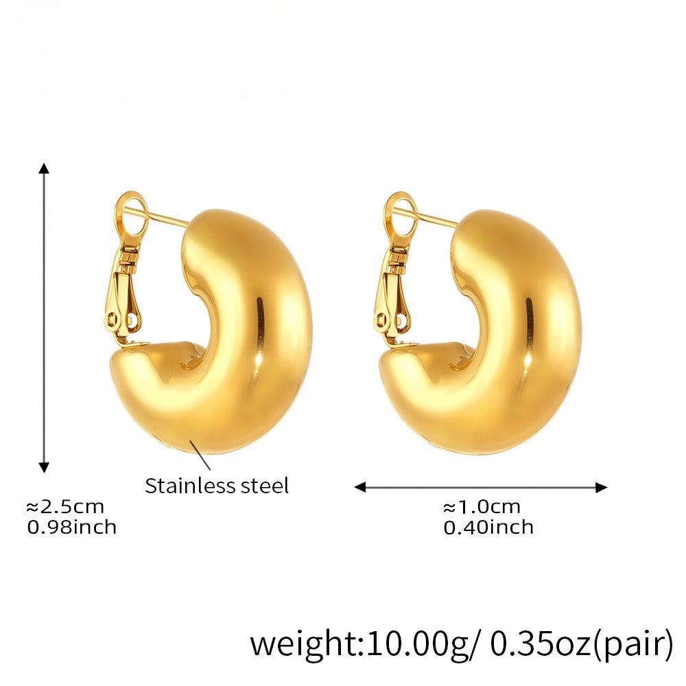 Planderful C Shaped Earrings For Fashion Lovers 18K Gold