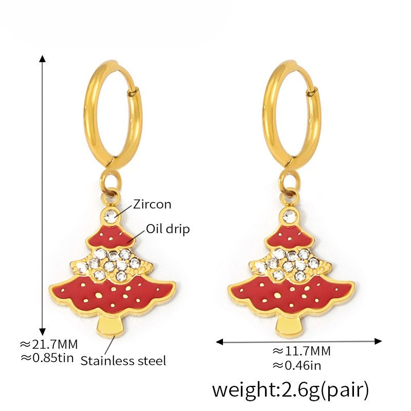 Planderful Christmas Tree Zircon Earrings For Women