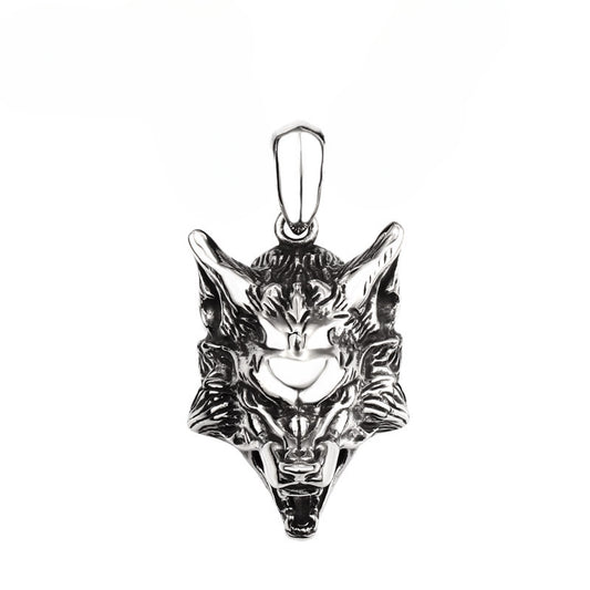 Customized Retro Wolf Head Pendant in Titanium Steel for Men - European and American Style