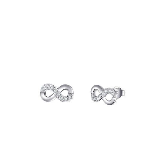 Elegant Sterling Silver Infinite Love Earrings with Zircon Accents