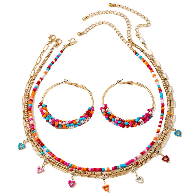 Multicolored Glass Bead Summer Jewelry Set by Planderful