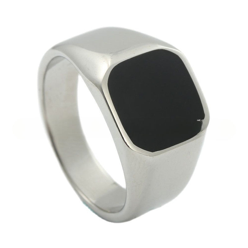 European And American Jewelry Titanium Steel Square Epoxy Ring