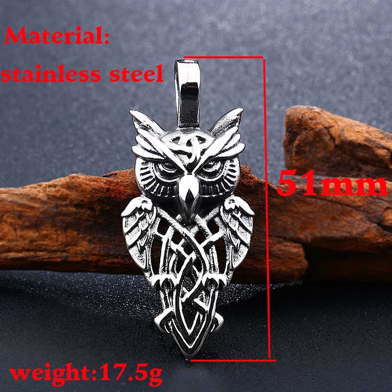 Planderful Everyday Genie Viking Owl Pendant Necklace in Titanium Steel for Men