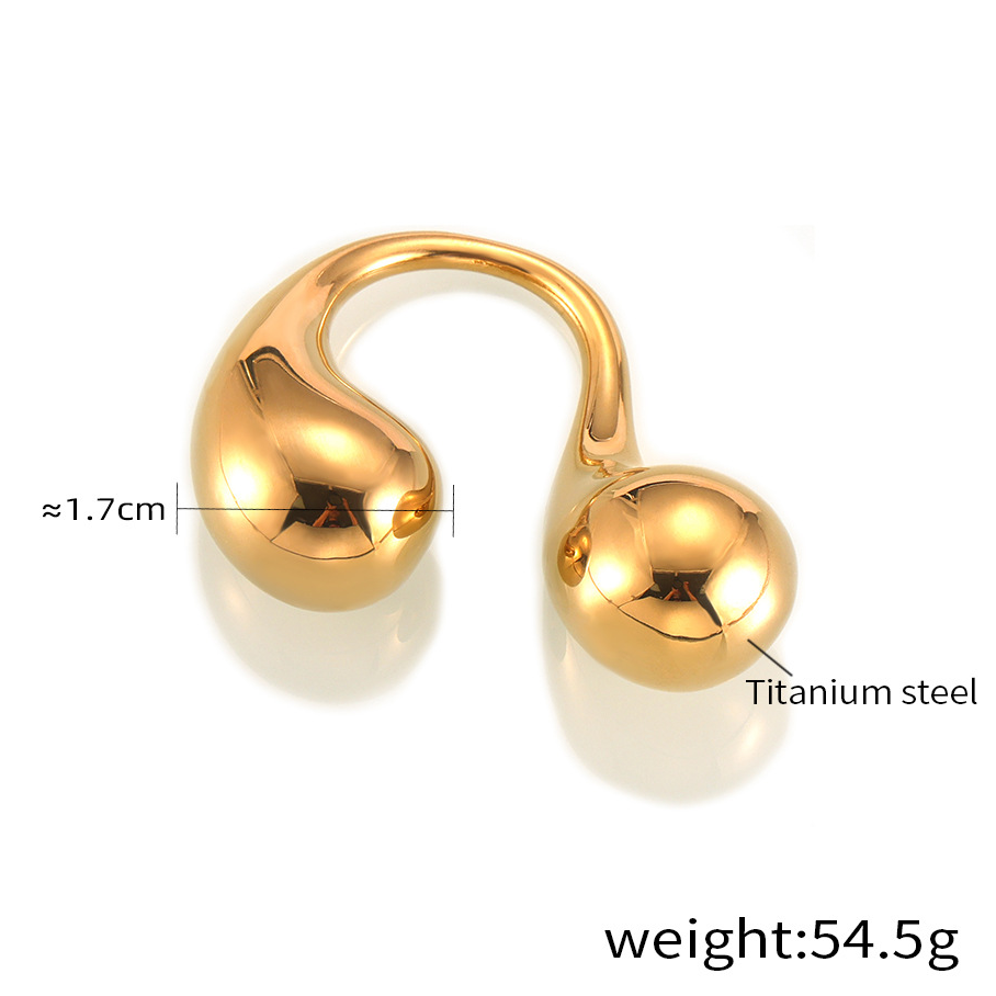 Exaggerated Double Water Drop Index Finger Ring - Titanium Steel Gold-Plated