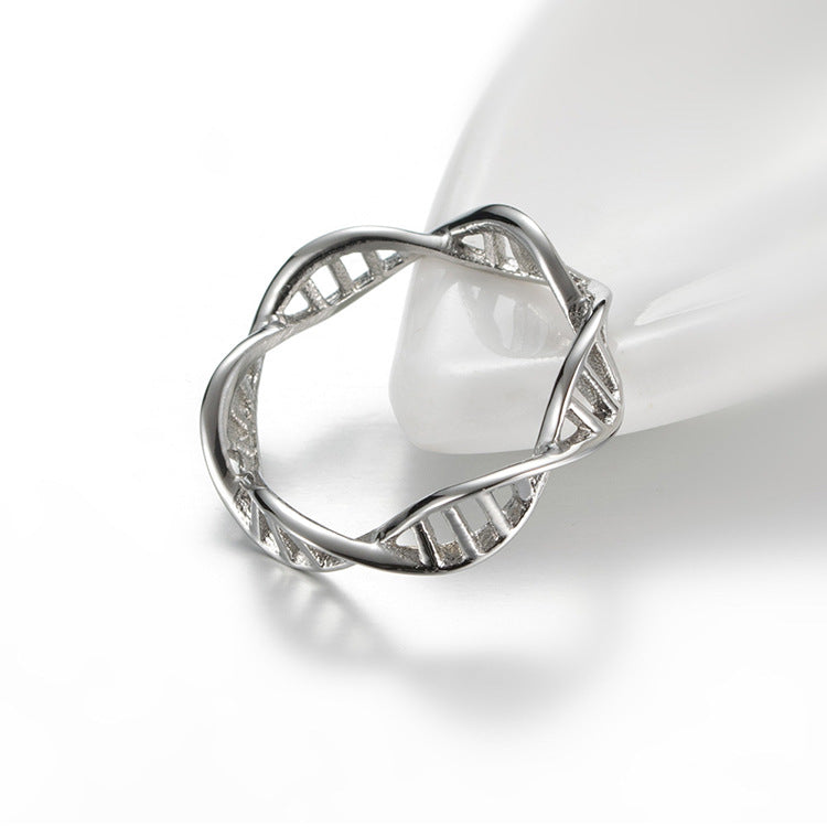 Steel Ring – Minimalist DNA Double Helix Band For Everyday Wear Women Casual Jewelry