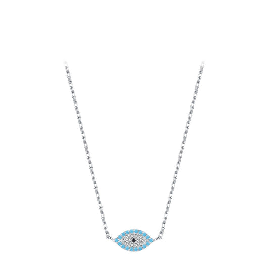Everyday Genie S925 Sterling Silver Necklace with Turquoise and Zircon Gemstones