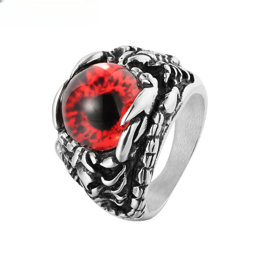 Devil's Red Eyes Titanium Steel Ring for Men