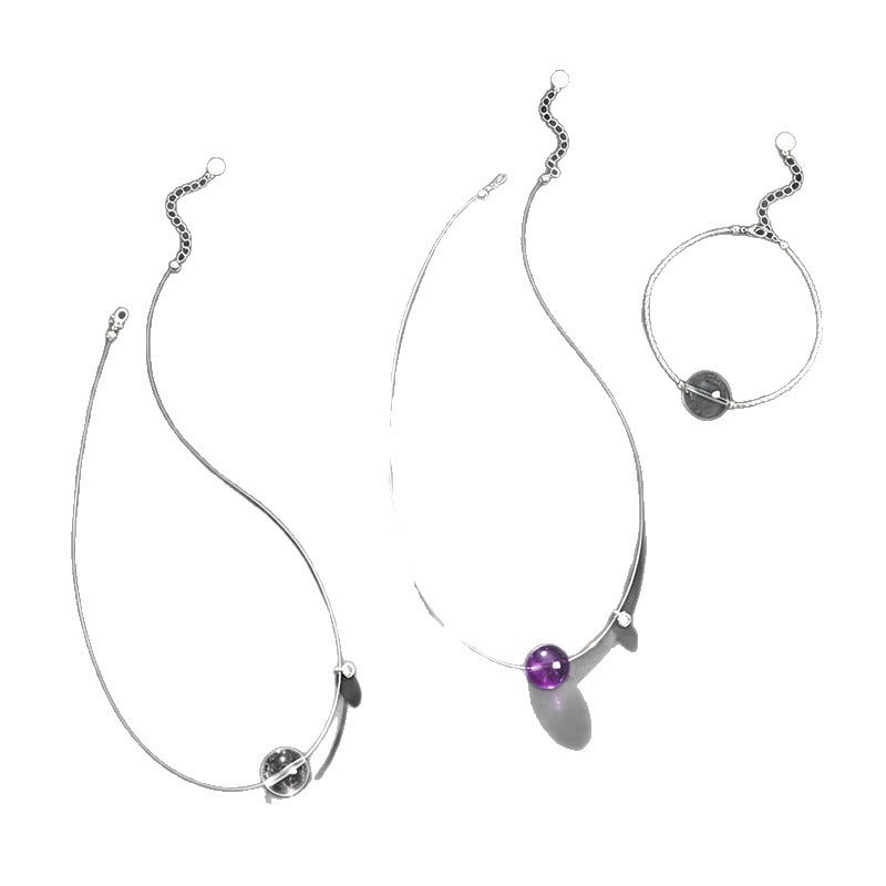 White Quartz Light-Bulb Bracelet and Necklace Set