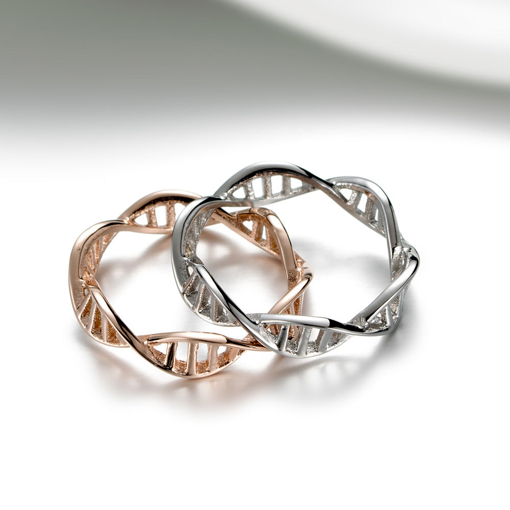 Steel Ring – Minimalist DNA Double Helix Band For Everyday Wear Women Casual Jewelry