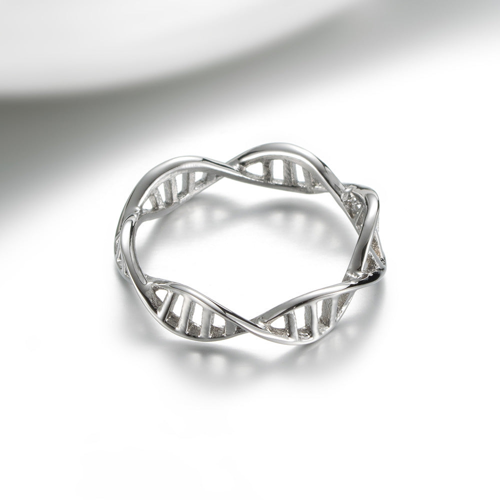 Steel Ring – Minimalist DNA Double Helix Band For Everyday Wear Women Casual Jewelry