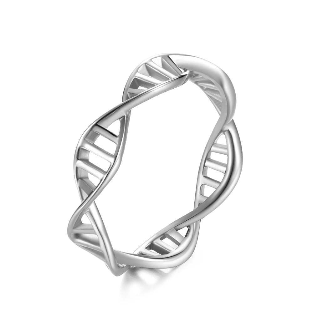 Steel Ring – Minimalist DNA Double Helix Band For Everyday Wear Women Casual Jewelry