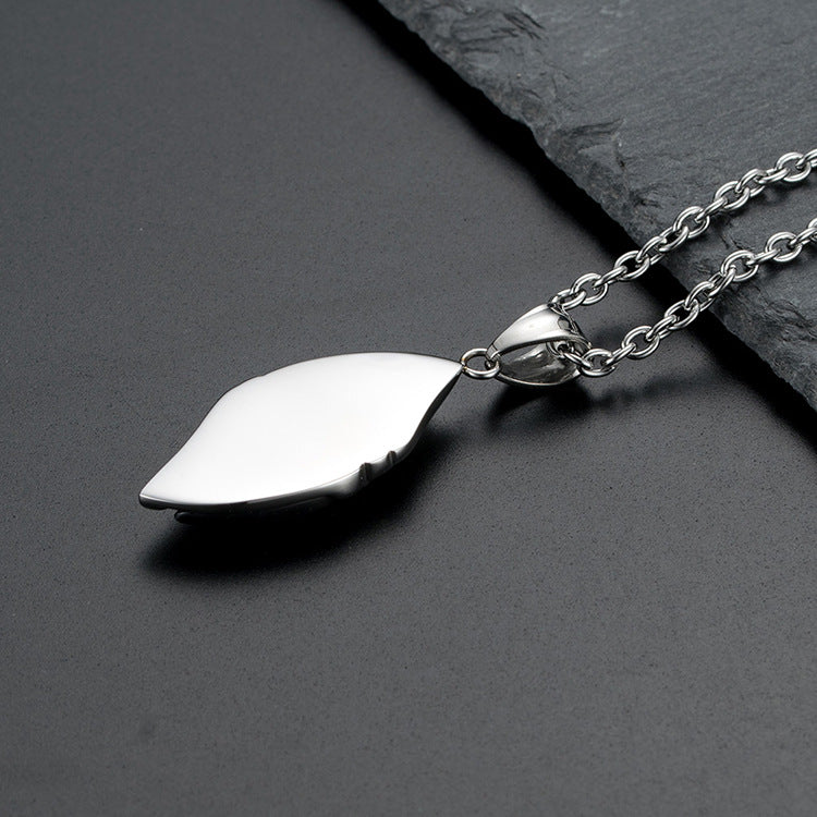 Planderful Blue Sandstone Necklace For Men With Leaf Pendant Titanium Steel Fade Resistant