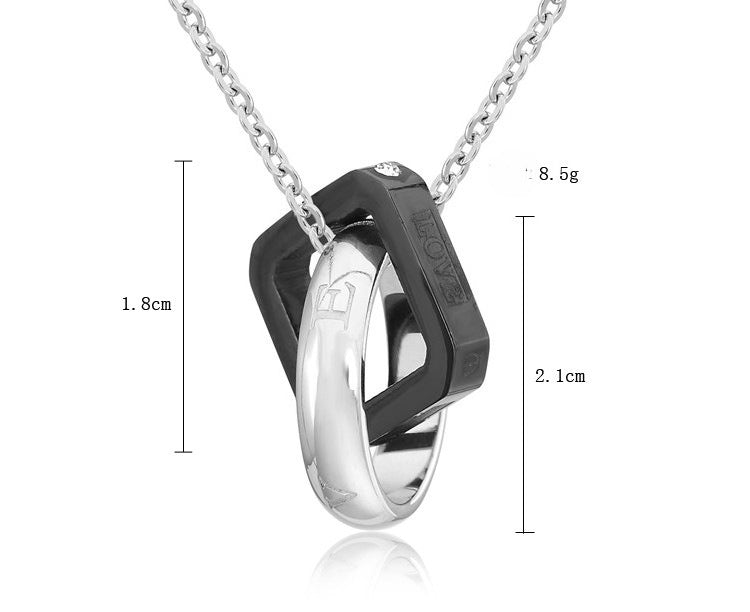 Square Pendant Necklace For Men And Women By Planderful Titanium Steel Unisex Protection Charm