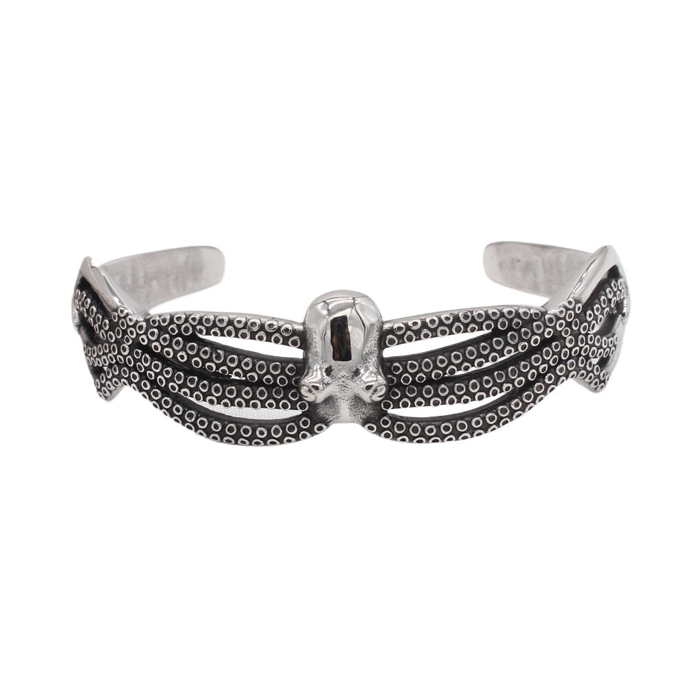 Planderful Titanium Steel Bracelet Unisex Retro Squid Octopus Design Protection Statement For Men And Women