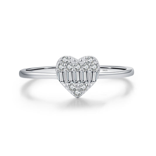 Elegant Sterling Silver Zircon Love Ring for Women - Size 5-10