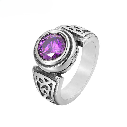 Mens Titanium Steel Ring Personalized Retro Gemstone By Planderful Unisex Protection Statement