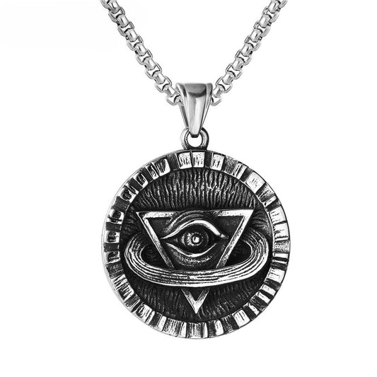Planderful Freemasonry Eye Triangle Pendant Titanium Steel Unisex Jewelry For Protection And Statement