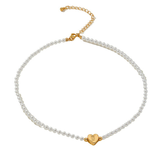 Cold Style Pearl Letter Pendant Clavicle Chain Necklace from Planderful Vienna Verve Collection
