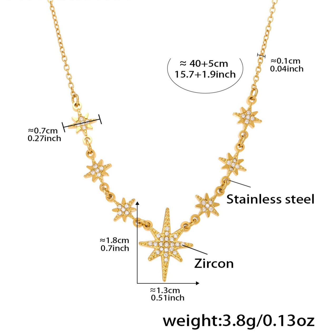 Planderful 18K Gold Zircon Collarbone Necklace Women