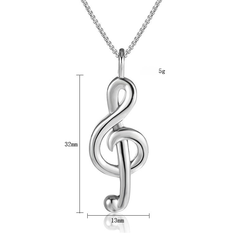 Planderful Titanium Steel Music Note Pendant Necklace Unisex Jewelry For Men And Women Durable Style