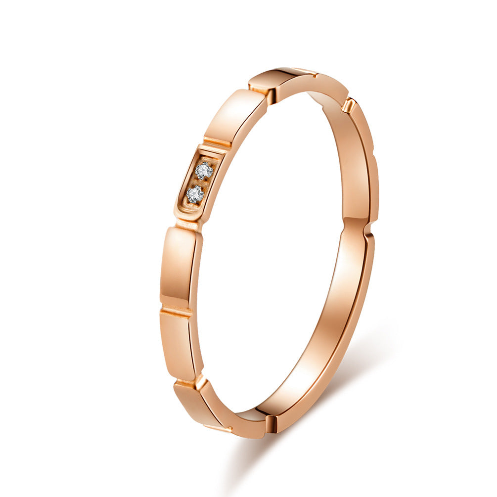 Bamboo Women's Ring – Zircon Women's Rose Gold – Customized Stainless Steel
