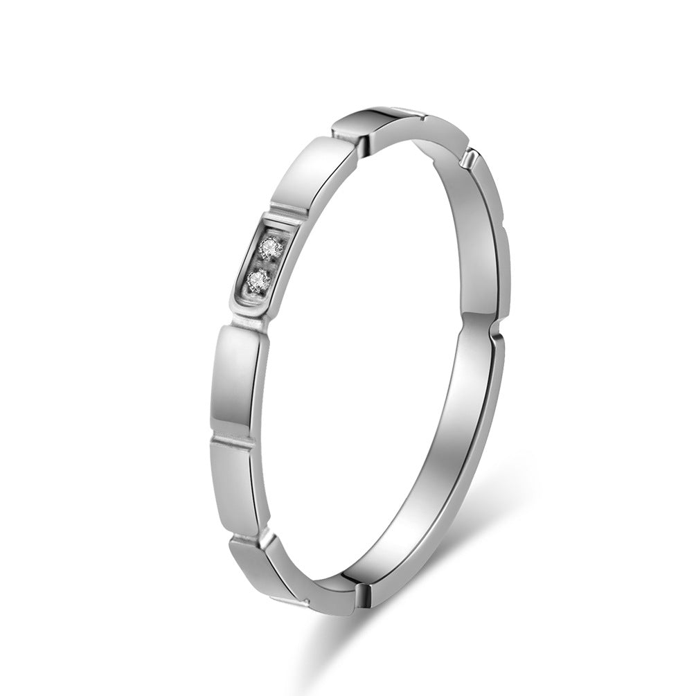 Bamboo Women's Ring – Zircon Women's Rose Gold – Customized Stainless Steel