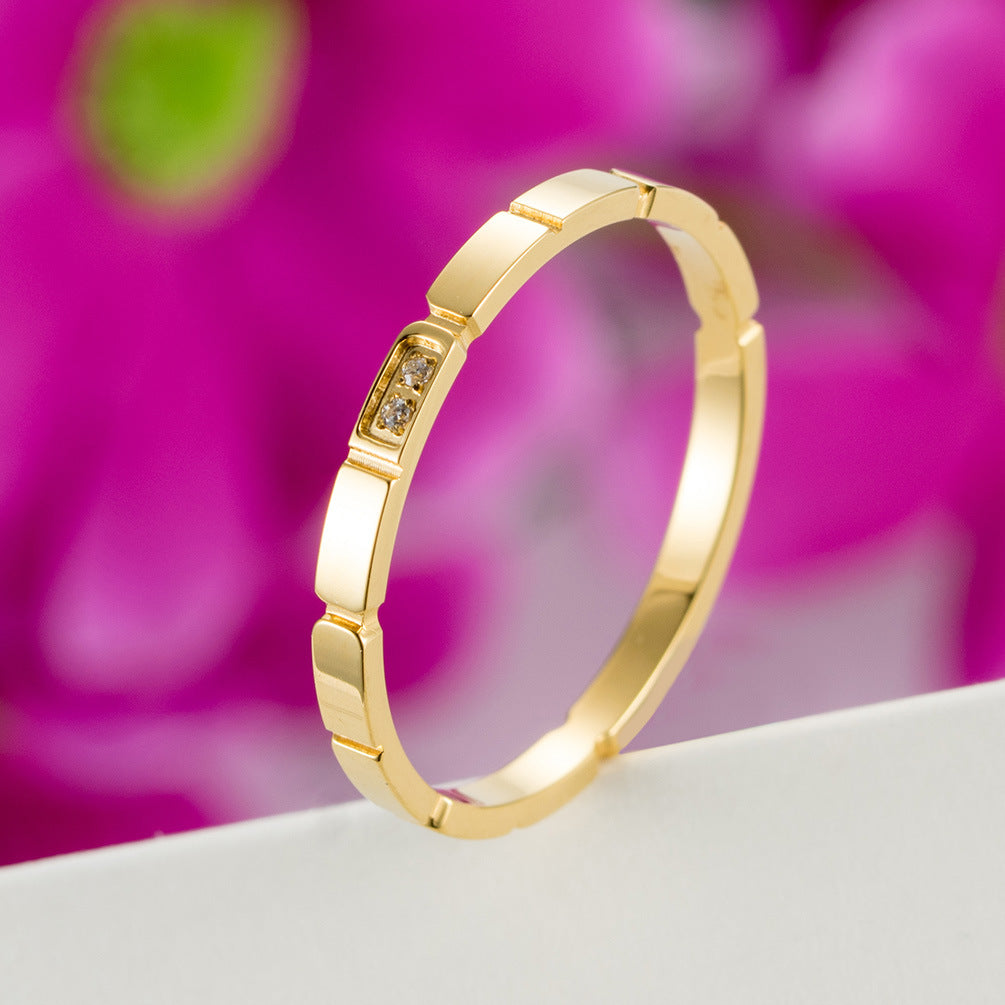Bamboo Women's Ring – Zircon Women's Rose Gold – Customized Stainless Steel