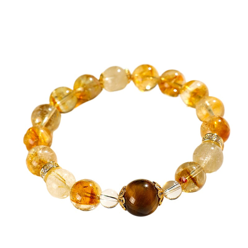 Golden Rutilated Quartz & Tiger Eye Bracelet