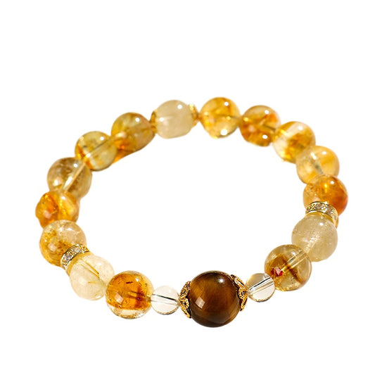 Golden Rutilated Quartz & Tiger Eye Bracelet