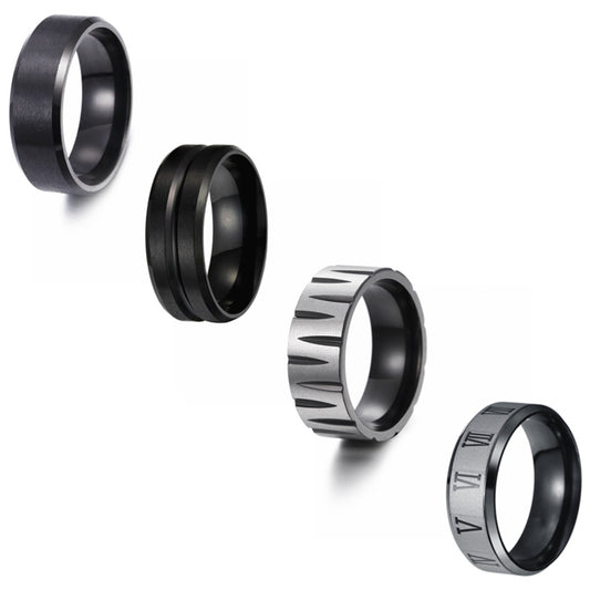 Xiyin's Men's Titanium Steel Ring Set - Classic Design, US Size 7-12