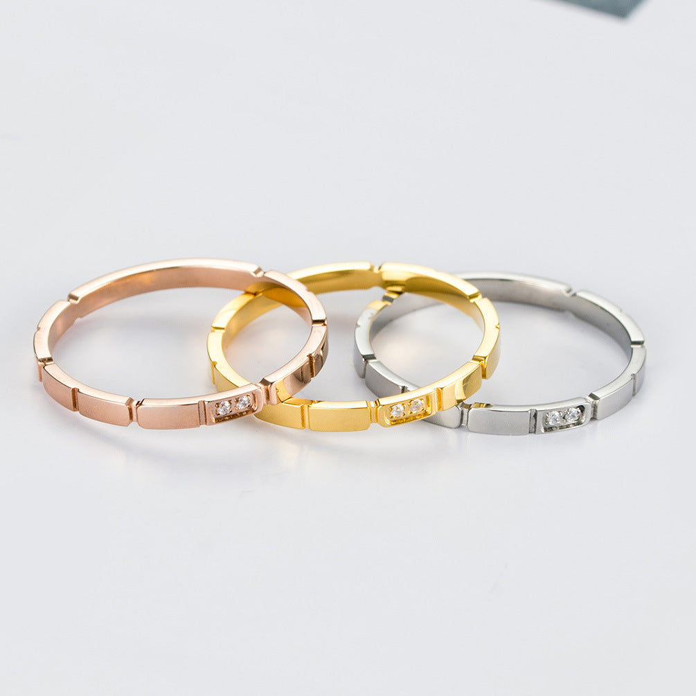 Bamboo Women's Ring – Zircon Women's Rose Gold – Customized Stainless Steel