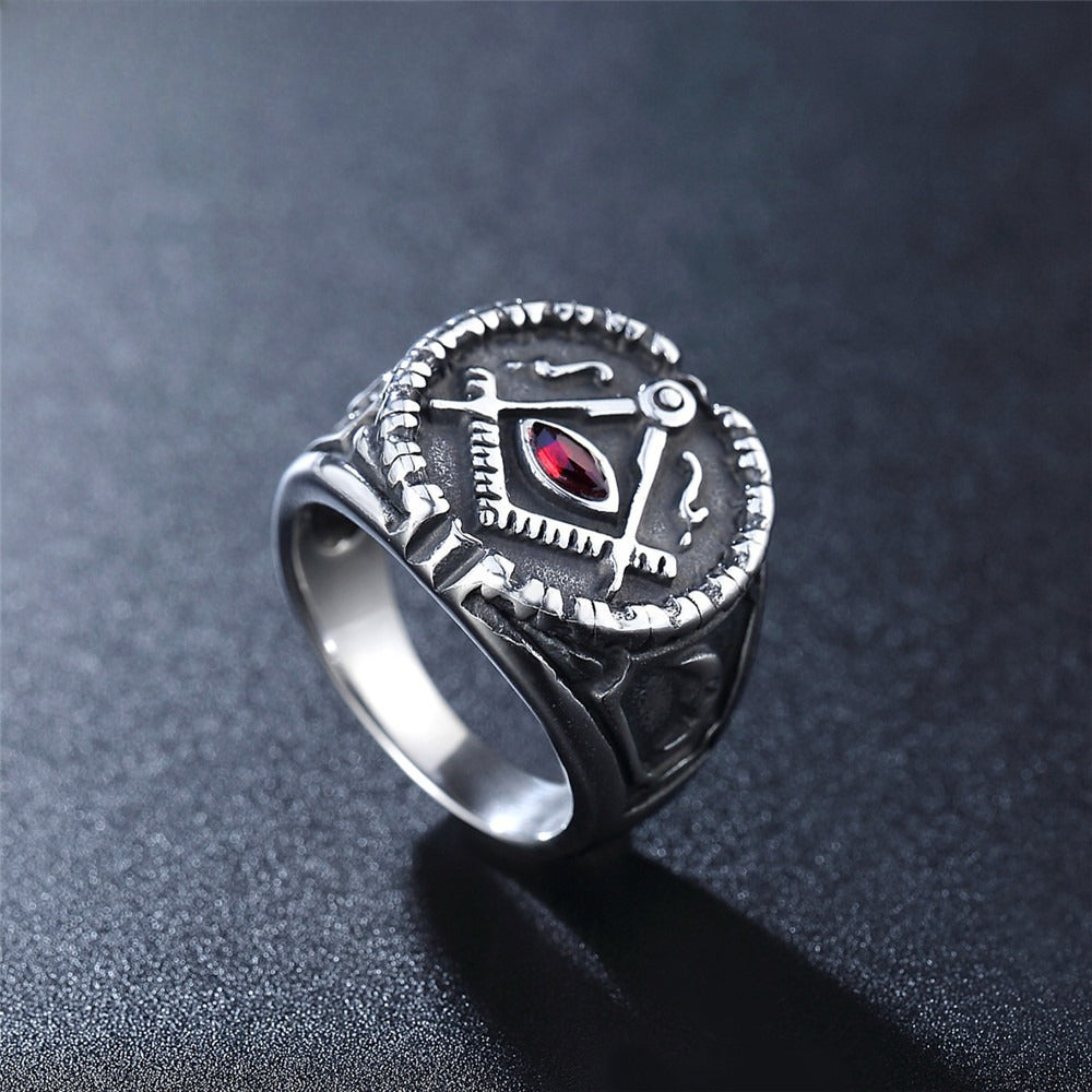 Planderful Everyday Genie Masonic Ring For Men Unisex Titanium Steel Protection Statement