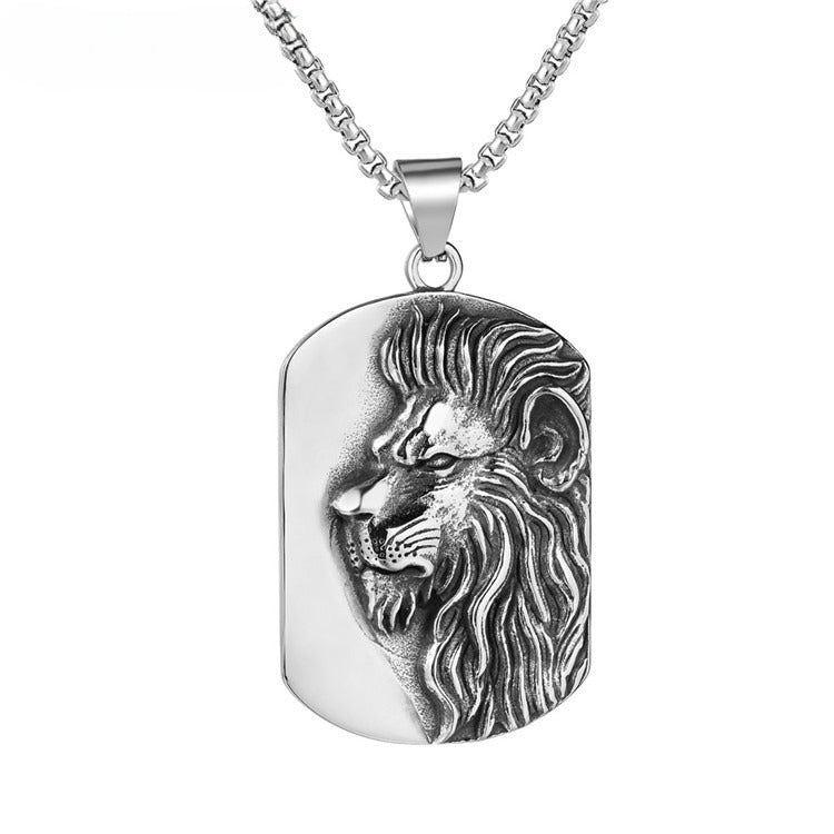 Planderful Personalized Retro Lion King Pendant Necklace For Men Unisex Titanium Steel Tag Pendant