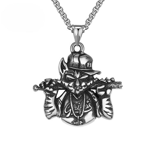 Steel Necklace – Statement Hip Hop Cat Pendant