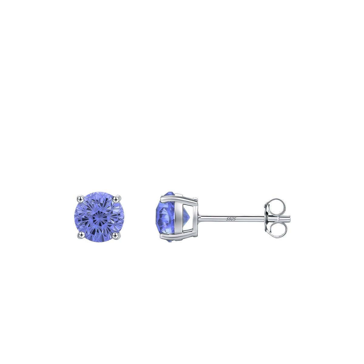 925 Sterling Silver Tanzanite-Color Fireworks-Cut Earrings