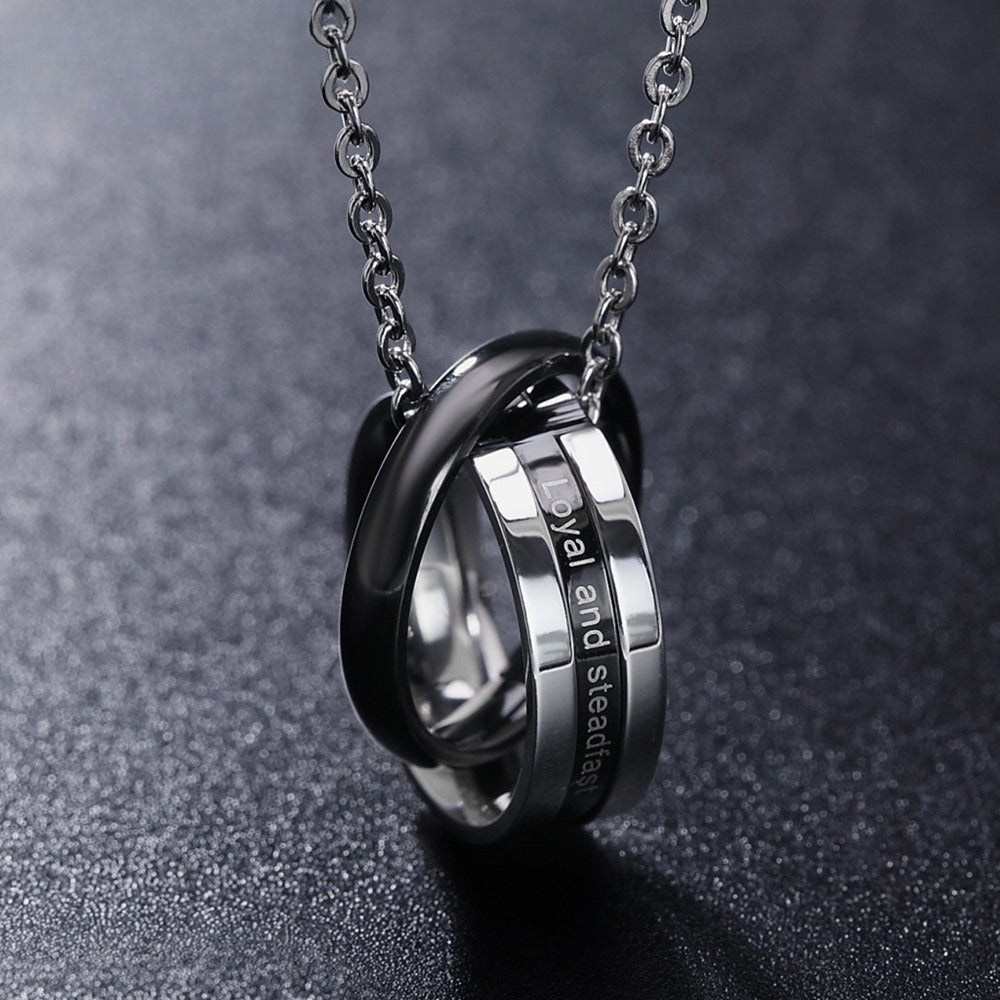 Planderful Cross Ring Necklace For Couples Unisex Titanium Steel Pendant With Protection Statement