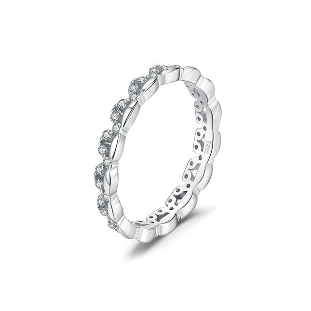 Exquisite Sterling Silver Zircon Geometric Layered Ring for Women's Fashion