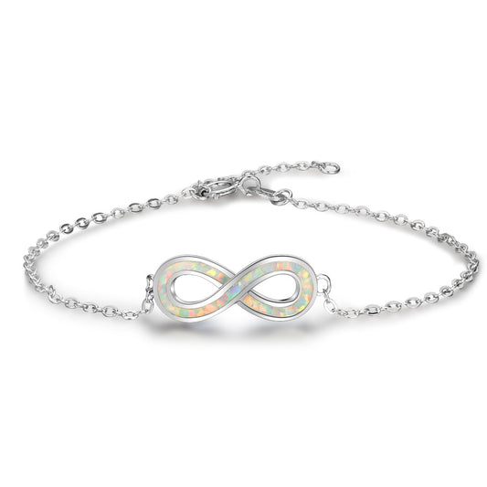 Opal Infinite Symbol Sterling Silver Bracelet