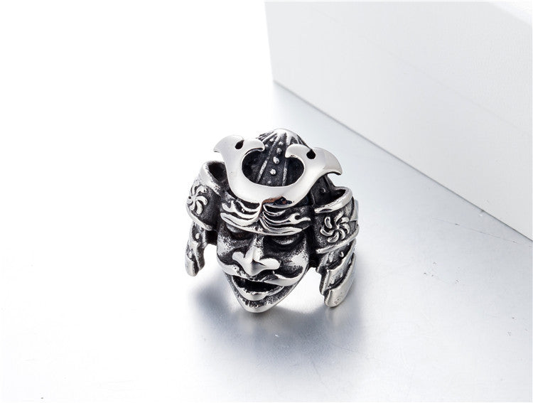 Planderful Gothpunk Samurai Titanium Ring Unisex Protection Statement For Streetwear Enthusiasts