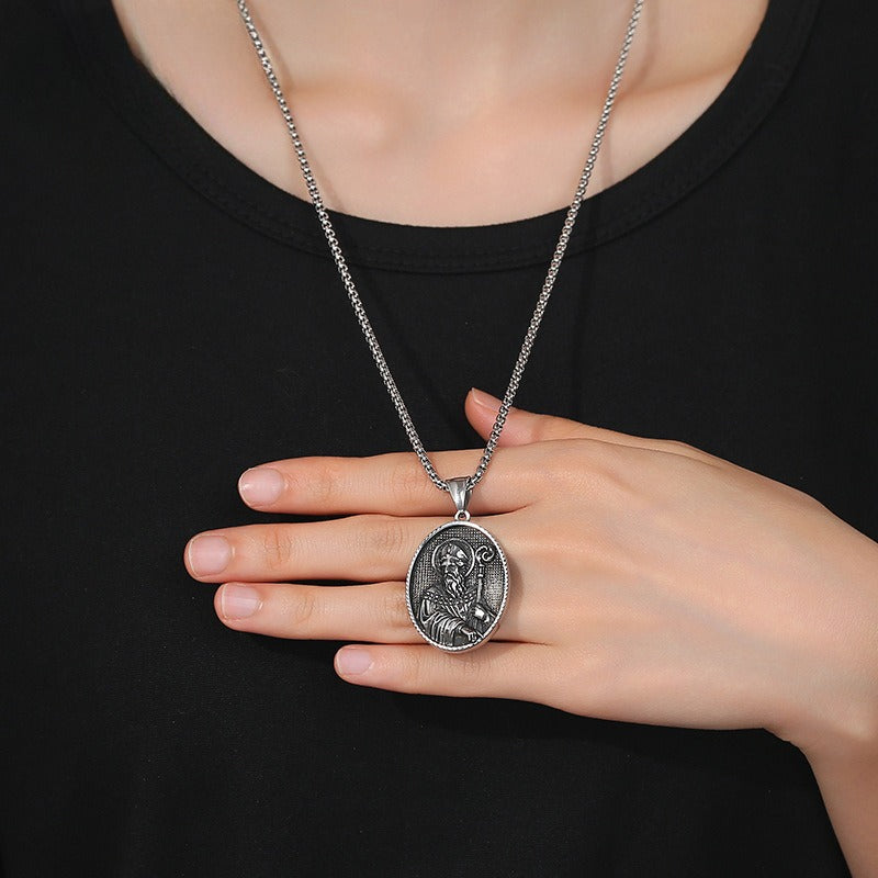 Vintage Holy Stainless Steel Men's Pendant Necklace